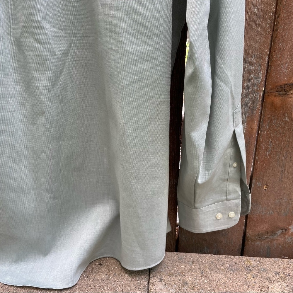 STAFFORD Men’s Pale Green Button Down Long Sleeve Dress Shirt Size 17 36-37 - Picture 10 of 10